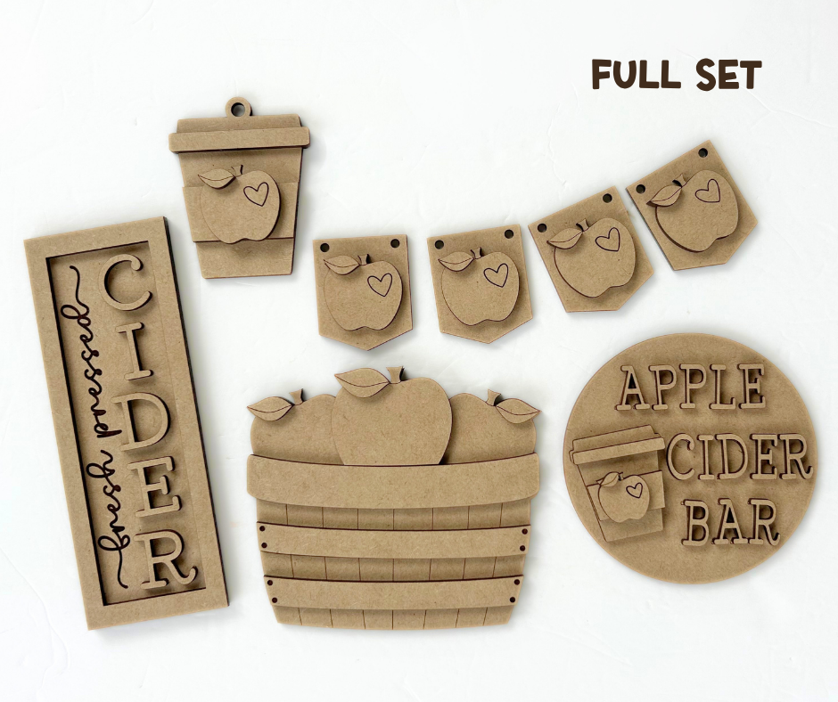 Cider Season Tray Decor Set – Wood Cuts