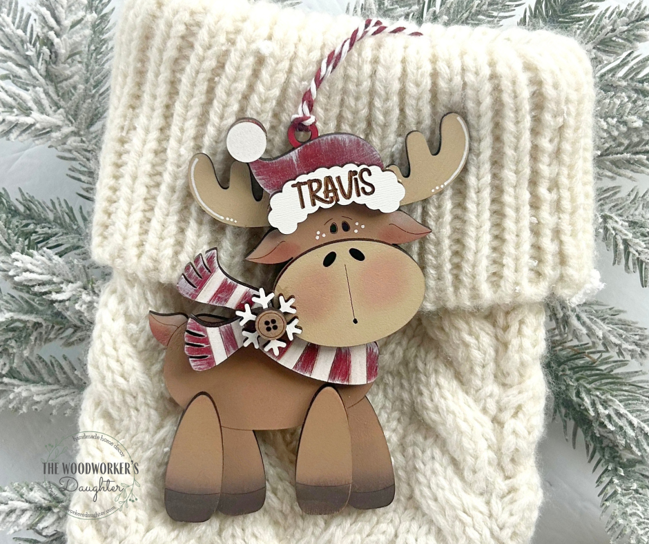 Merry Moose Personalized Ornament
