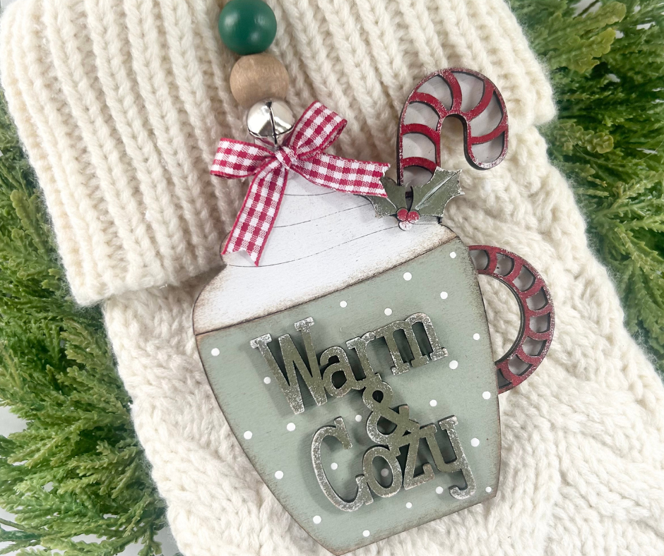 Cocoa Cup Wood Ornament