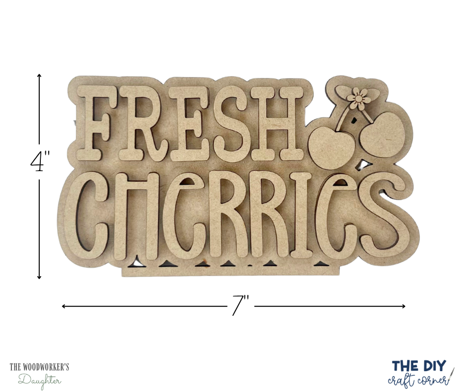 Fresh Picked Cherries Tray Decor Set – Wood Cuts