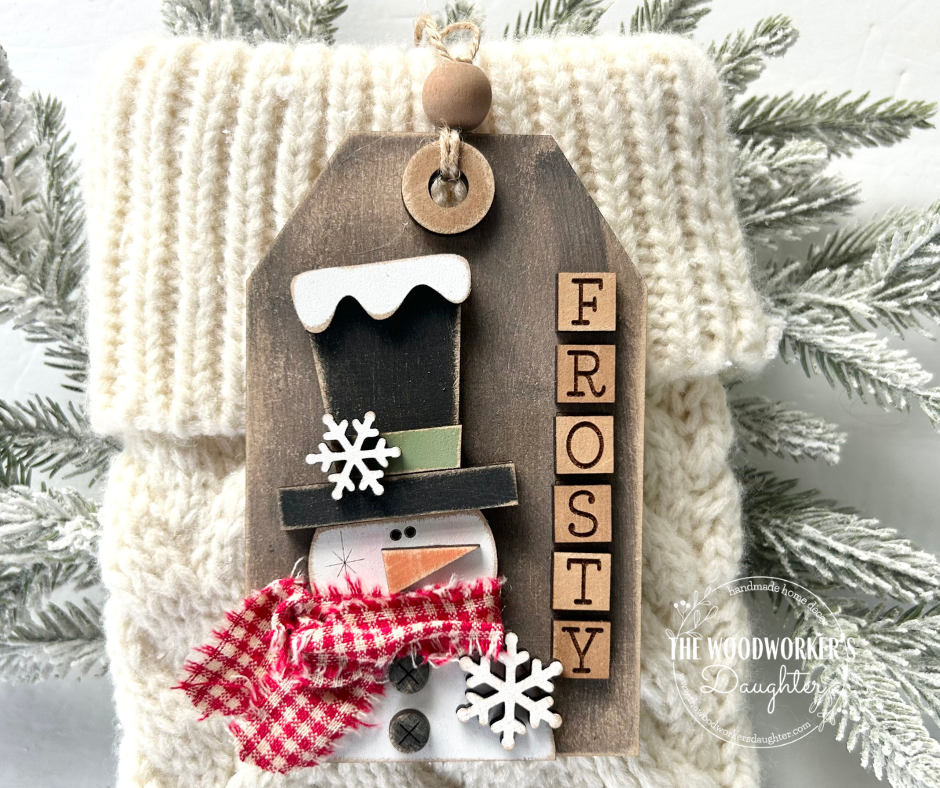 Primitive Frosty Snowman Tag and Gift Card Holder