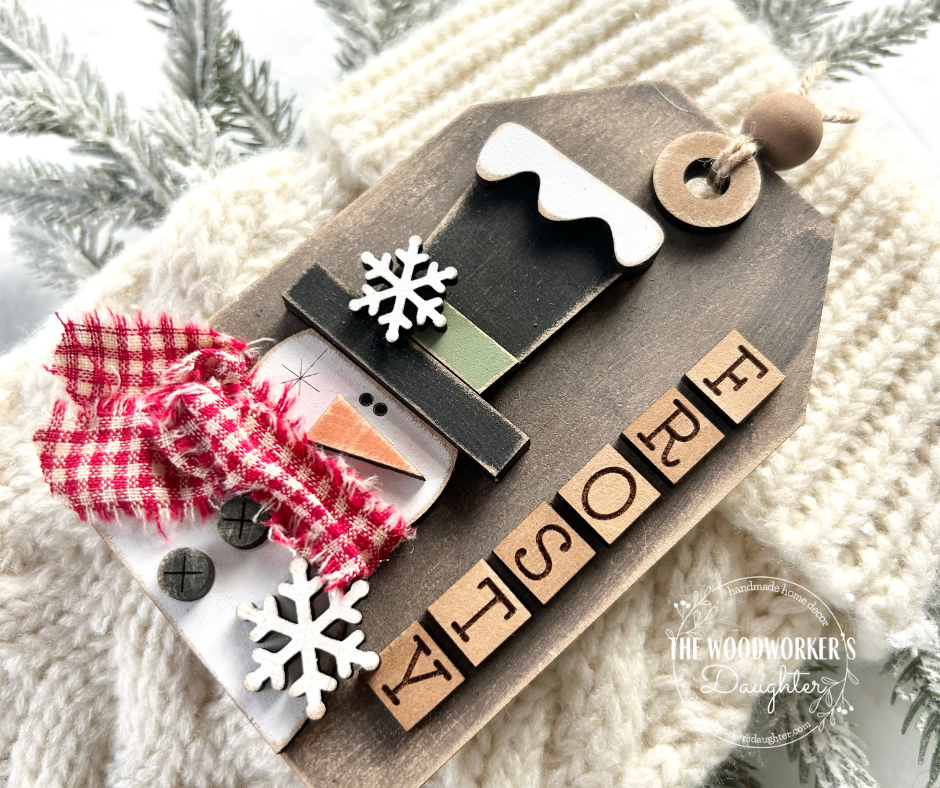 Primitive Frosty Snowman Tag and Gift Card Holder