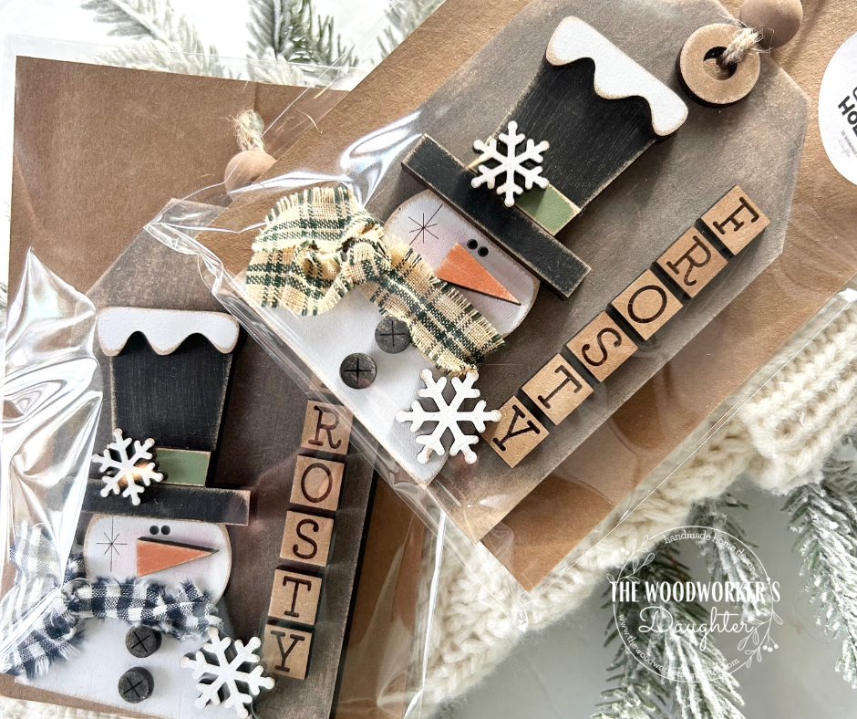 Primitive Frosty Snowman Tag and Gift Card Holder