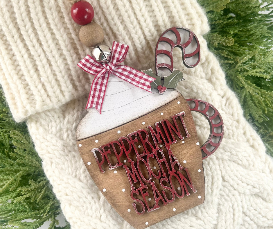 Cocoa Cup Wood Ornament