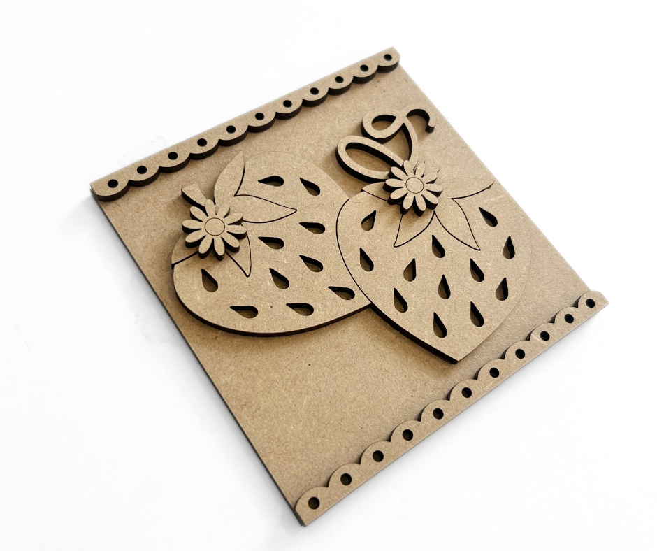 Sweet Summer Strawberry Tiered Tray Set – Wood Cuts