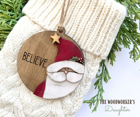 Santa Believe Wood Ornament