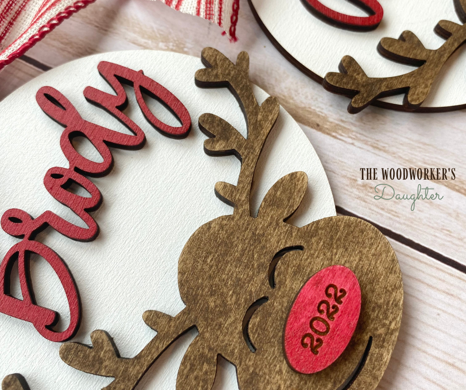 Personalized Reindeer Wood Ornament