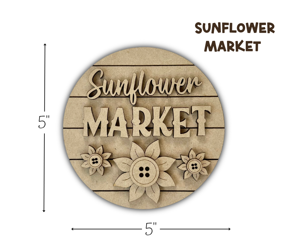 Sunflower Market Tray Decor Set – Wood Cuts