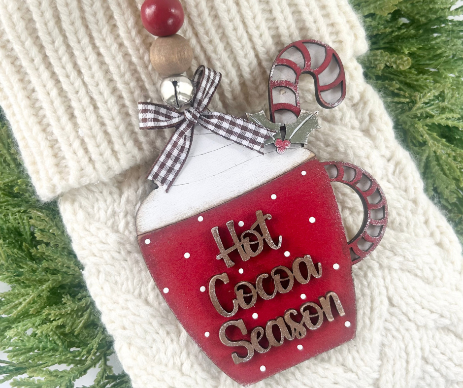 Cocoa Cup Wood Ornament