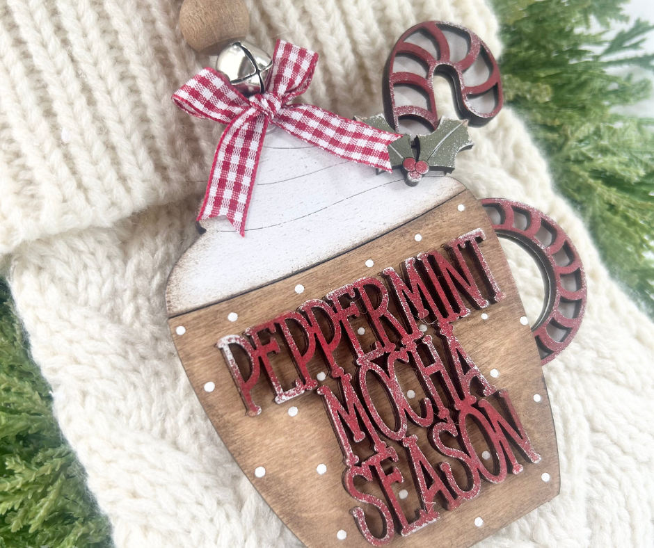 Cocoa Cup Wood Ornament