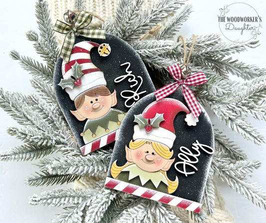 Personalized Elf Wood Ornament