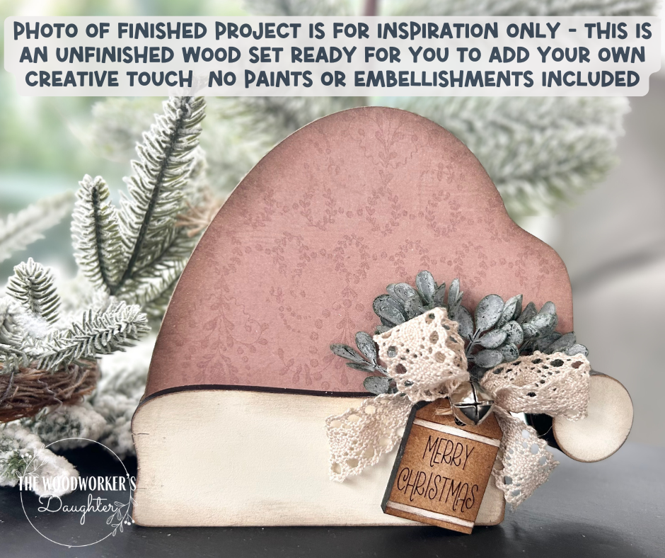 LIMITED EDITION - Chunky Santa Hat Shelf Sitter – Wood Cuts