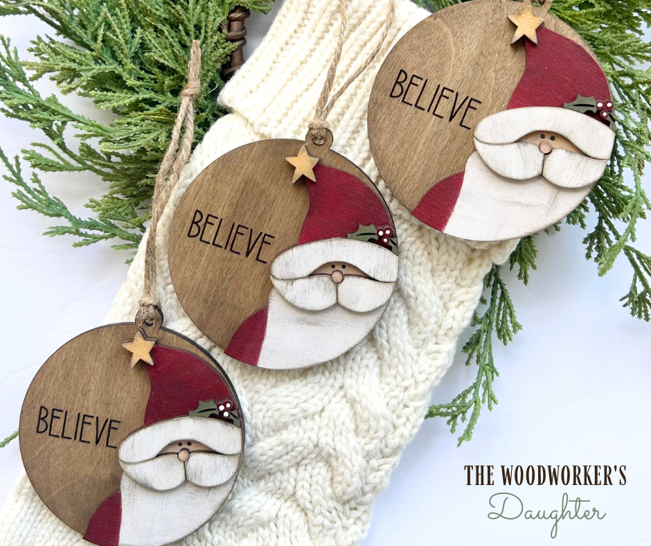 Santa Believe Wood Ornament