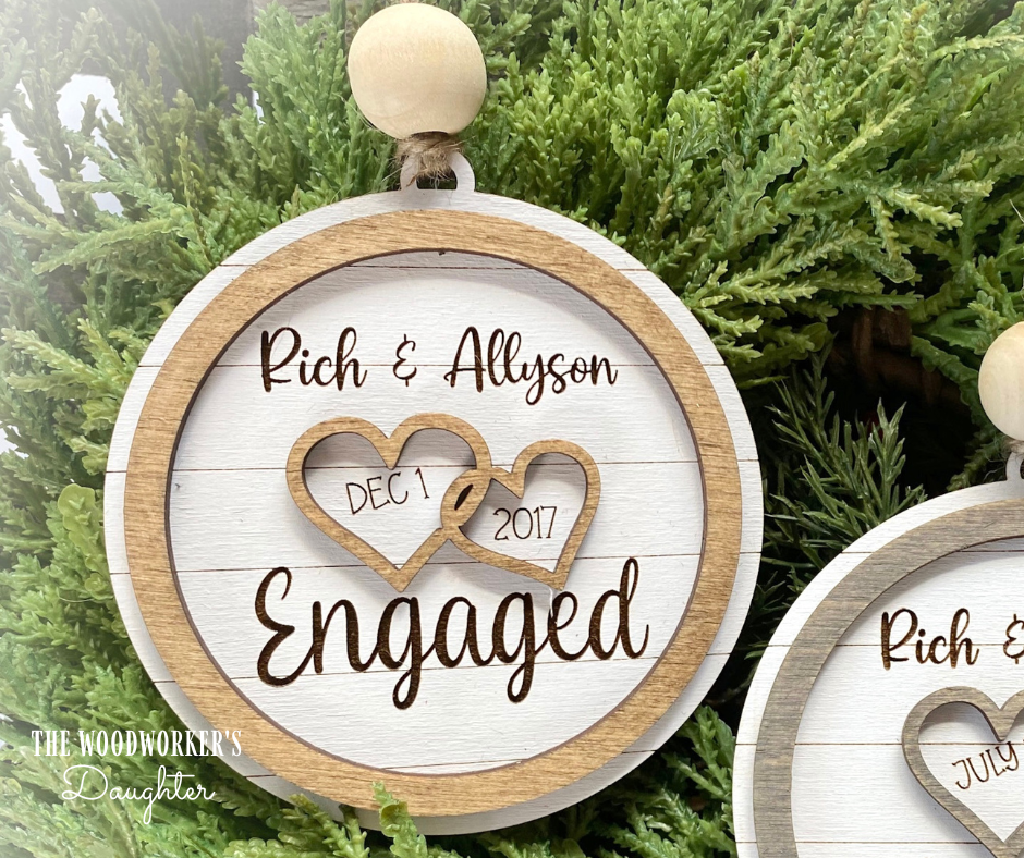 Personalized Engaged Married Wood Ornament