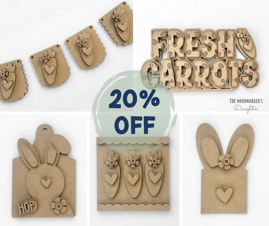 DIY Primitive Bunny Tiered Tray Set – Wood Cuts - 20% OFF