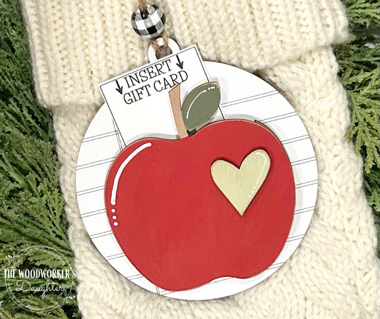 Apple Ornament Gift Card Holder Teacher Gift