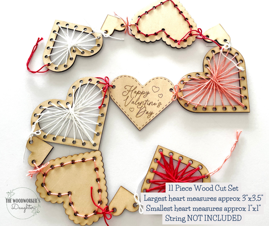Wood Heart Banner String Art – Wood Cuts