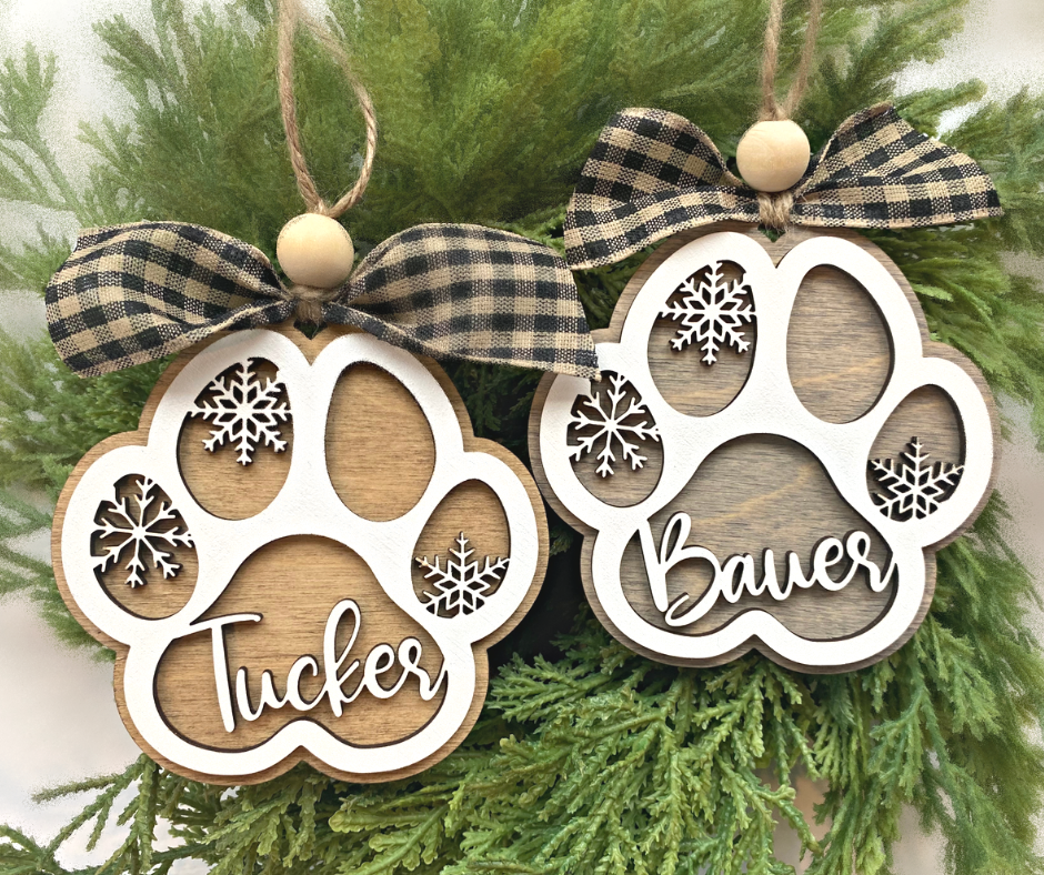 Paw Print Wood Ornament